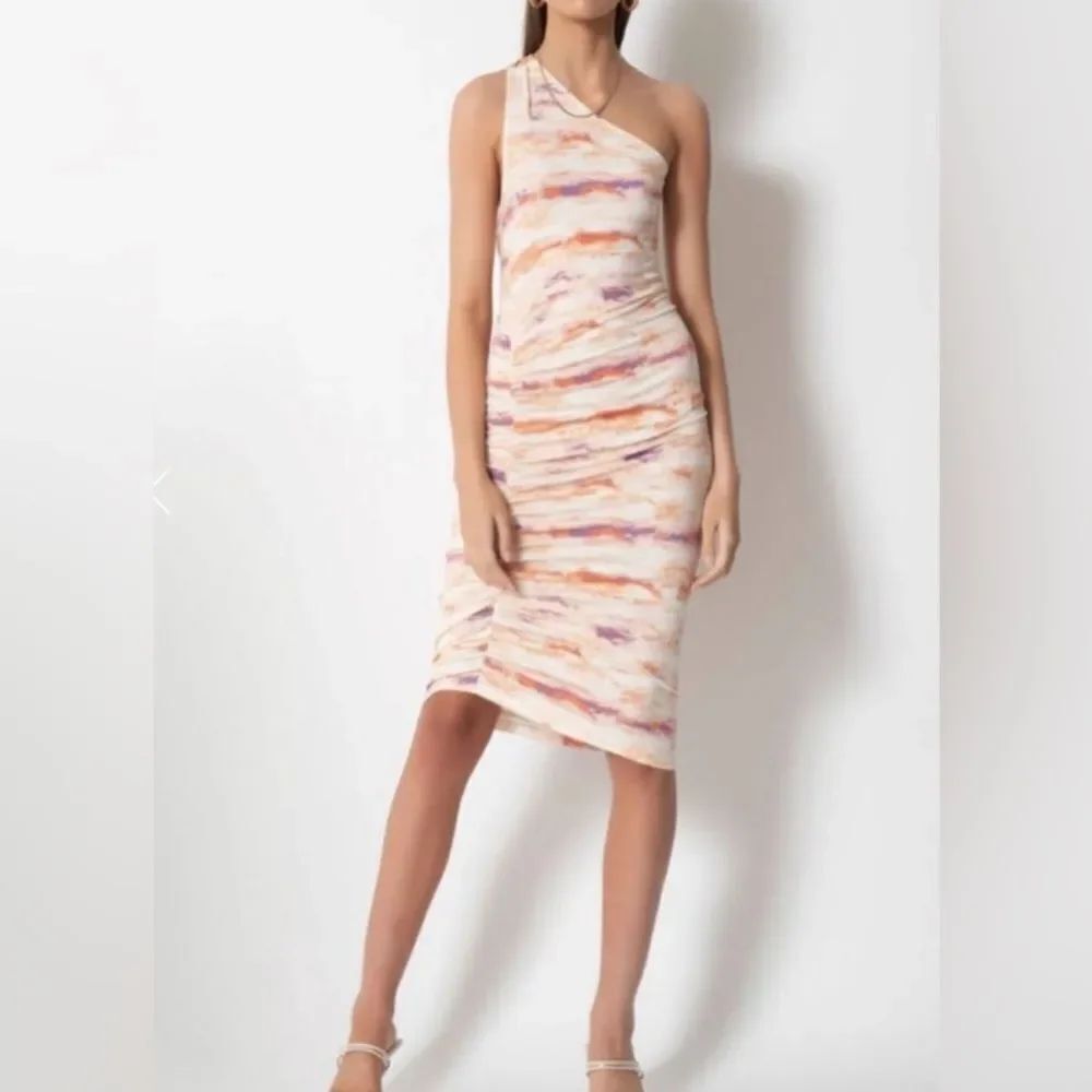 3for$20 Tart Tie Dye One Shoulder Dress Peach Lavendar Elastic Side NWOT Size: L